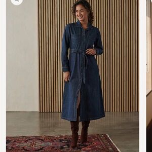 Denim Long Sleeve Belted Dress